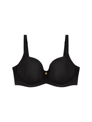 Frilagd bild av svart Triumph Body Make-Up Essentials vadderad bygel-bh – slät t-shirt-bh med formande kupor och osynlig siluett.