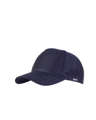Wigéns Baseballkeps polyester Marinblå med Fiskbensmönster stil full herr keps fotad snett framifrån mot en vit bakgrund  
