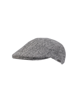 Wigéns Ivy Flat Cap - Gråmelerad med Fiskbensmönster. fotad mot en vit bakgrund