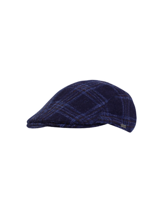 Wigéns Ivy Flat Cap i Bomull - Indigo herr keps i Linne från Wigéns fotad mot en vit bakgrund snett framifrån 