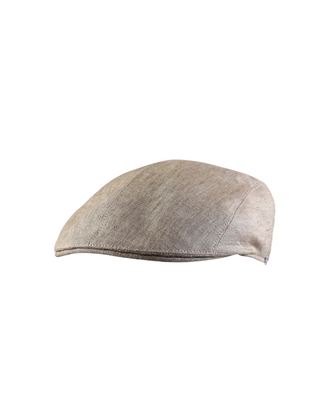 Wigéns Ivy Flat Cap i Linne -  Ljusbrun herr keps i Linne från Wigéns fotad mot en vit bakgrund snett framifrån 