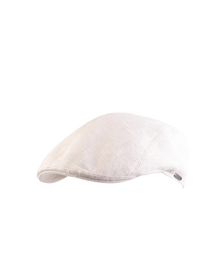 Wigéns Ivy Flat Cap i Linne - Beige herr keps i Linne från Wigéns fotad mot en vit bakgrund snett framifrån 