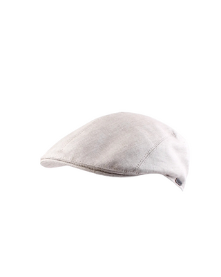 Wigéns Ivy Flat Cap i Linne - Khaki/Beige herr keps i Linne från Wigéns fotad mot en vit bakgrund snett framifrån 