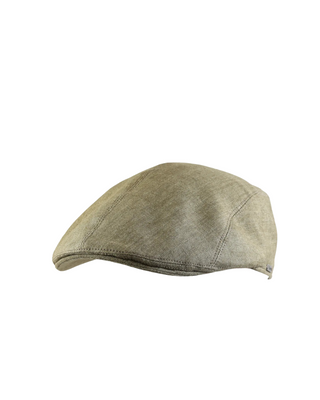 Wigéns Ivy Flat Cap i Linne - Olivgrön  herr keps i Linne från Wigéns fotad mot en vit bakgrund snett framifrån 