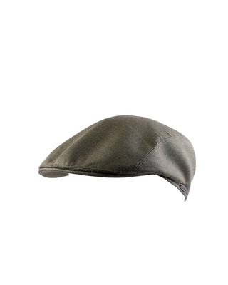 Wigéns Ivy Flat Cap i Linne - Olivgrön  herr keps i Linne från Wigéns fotad mot en vit bakgrund snett framifrån 
