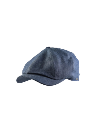 Wigéns Newsboy Classic Keps - Denimblå fotad mot en vit/grå bakgrund 
