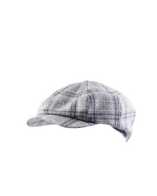 Wigéns Newsboy Classic Keps  - Ljusgrå  med Klassiskt Rutmönster, sygg och härlig herr keps fotad mot en vit/grå bakgrund 