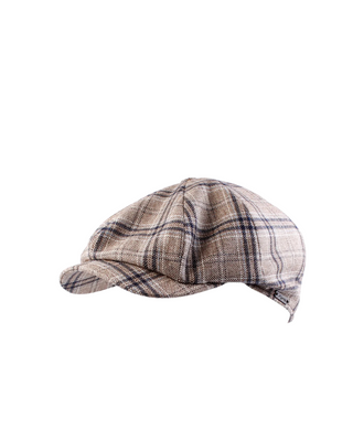 Wigéns Newsboy Classic Keps - Mörkbeige med Klassiskt Rutmönster, sygg och härlig herr keps fotad mot en vit/grå bakgrund 