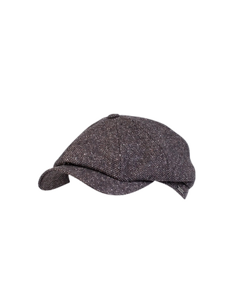 Wigéns Newsboy Classic Keps - Mörkbrunmelerad  fotad mot en vit/grå bakgrund 