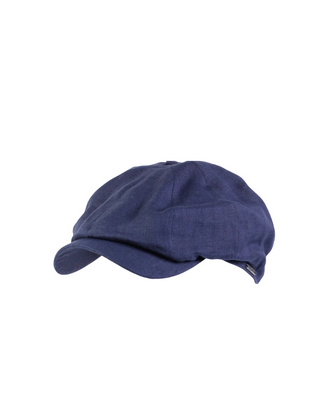 Wigéns Newsboy Classic Keps i Linne - Mörkblå, sygg och härlig herr keps fotad mot en vit/grå bakgrund 
