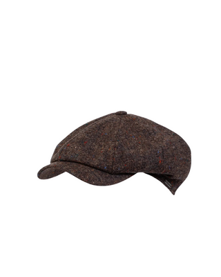 Wigéns Newsboy Retro Keps –Mörkbrunmelerad härlig retro herrkeps från wigéns fotad mot en vit bakgrund