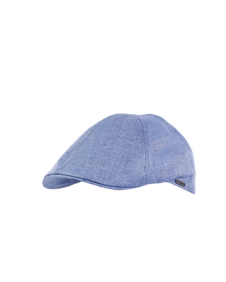  Wigéns Pub Cap - Denimblå med Fiskbensmönster klassisk herrkeps i somrig pub cap-stil, perfekt för vår och sommar.