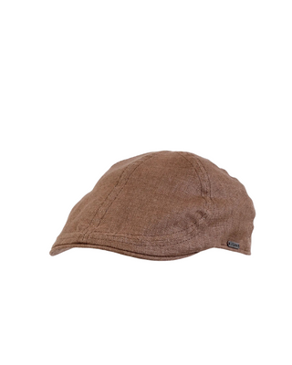Brun Pub Cap eller så kallad gubb keps forad från sidan av märket Wigéns. bakgrunden är vit och man ser Wigéns loggan tydligt på vänstra sidan av kepsen 