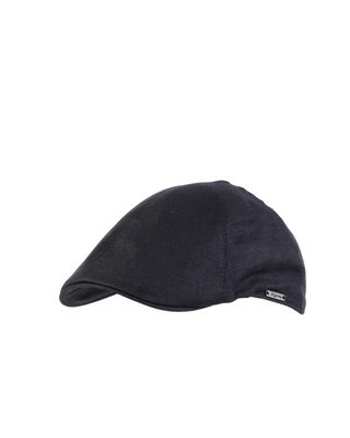  Wigéns Pub Cap i Linne - Svart klassisk herrkeps i somrig pub cap-stil, perfekt för vår och sommar.