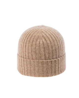Wigéns Ribbstickad Mössa i Ull i färgen Beige, bild tagen framifrån