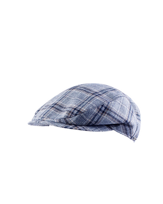 Wigéns Slim Flat Cap – Ljusblå med Rutigt Windowpane mönster herrkeps med modern smal passform och kort skärm