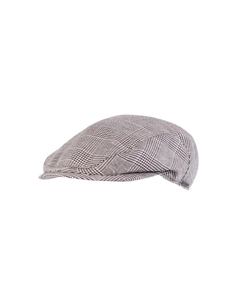 Wigéns Slim Flat Cap i Linne – Ljusbrun med Klassiskt Rutmönster Brunt   herrkeps med modern smal passform och kort skärm