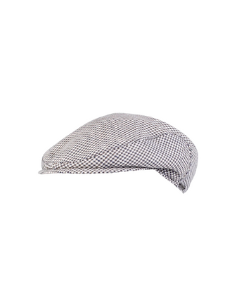 Wigéns Slim Flat Cap i Linne – Ljusgrå med Klassiskt Rutmönster i Svart  herrkeps med modern smal passform och kort skärm