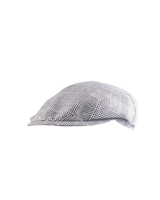 Wigéns Slim Flat Cap i Linne – Ljusgrå med Klassiskt Rutmönster i Svart  herrkeps med modern smal passform och kort skärm