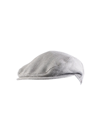 Wigéns Slim Flat Cap i Linne – Ljusgrå med fiskbensmönster herrkeps med modern smal passform och kort skärm