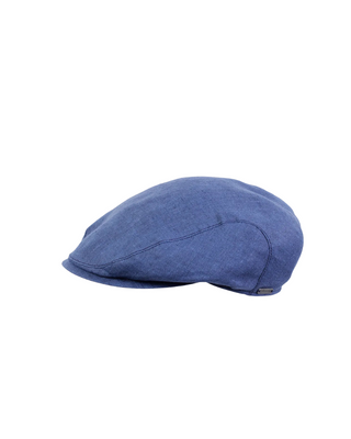 Wigéns Slim Flat Cap i linne – Denimblå herrkeps med modern smal passform och kort skärm