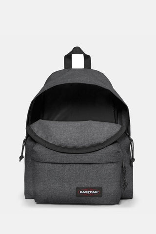 Eastpak Padded Pak'R Ryggsäck - Black Denim, fotad mot en vit bakgrund.
