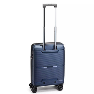 North Pioneer BGO Kabinväska 55 cm - Marinblå hårdskal med vågmönster – teleskophandtag i kopparfärg och 360° hjul för smidig manövrering och stilren design