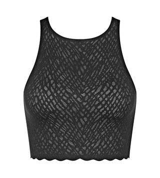 Frilagd sloggi ZERO Feel Bliss High Neck Crop Top i spets – hög hals, laserskurna kanter och sömlös design